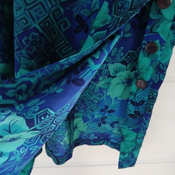 Vintage Dress R&K Sleeveless Shift Floral Tropical Open Side Button Up - Picture 11 of 15